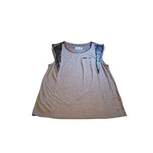 Vera Wang top size XL sheer neckline trim sleeveless gray metallic pewter